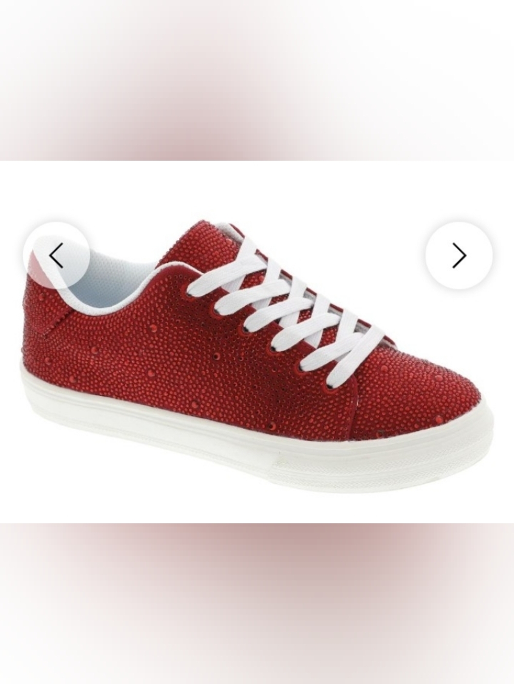 Women's Red Crystal Embellished Low-Top Sneakers